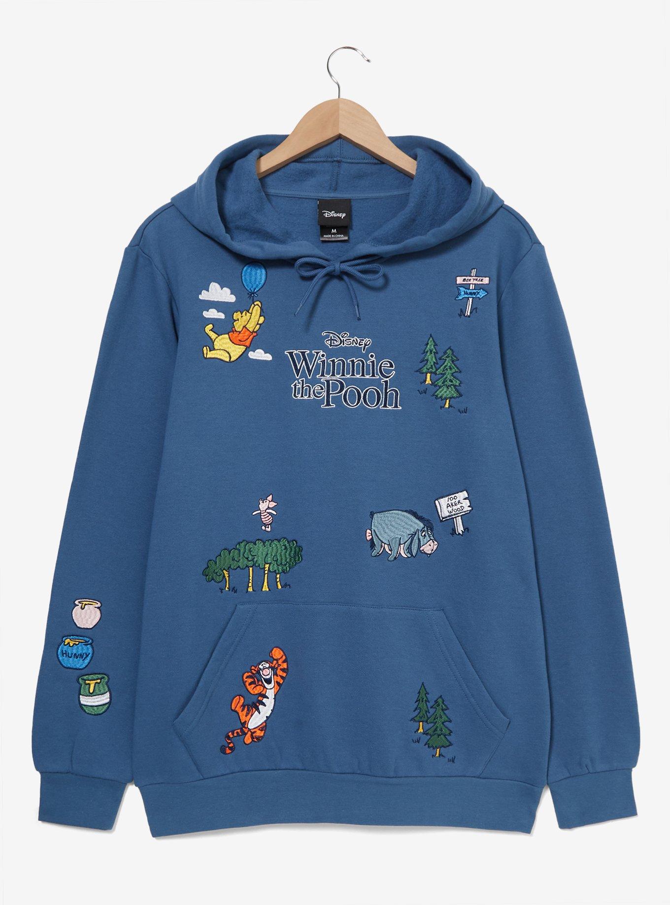 Disney Winnie the Pooh Embroidered Characters Hoodie - BoxLunch Exclusive, NAVY, hi-res