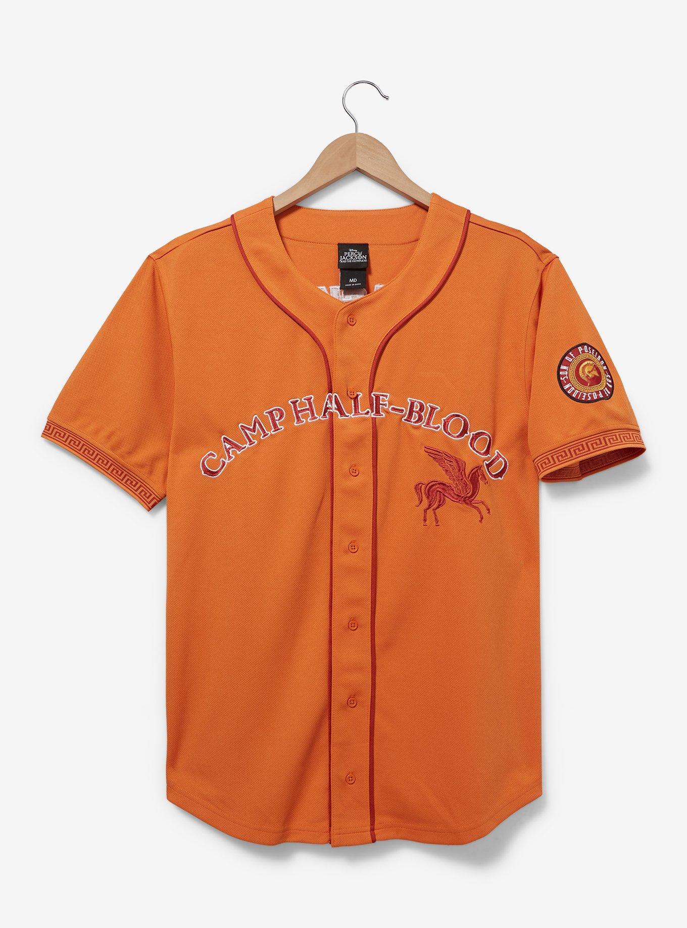 Percy Jackson and the Olympians Camp Half-Blood Baseball Jersey — BoxLunch Exclusive, ORANGE, hi-res