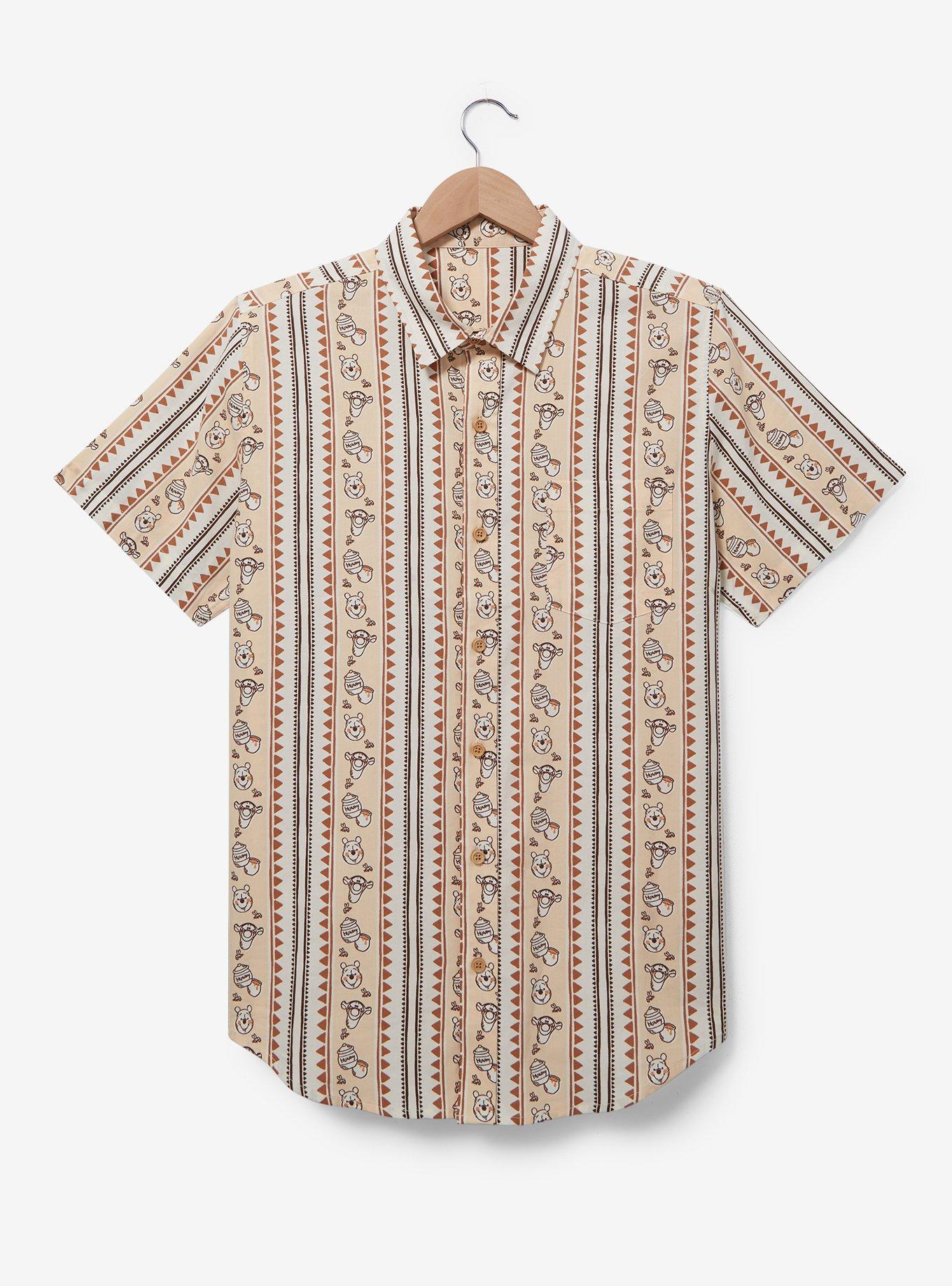 Disney Winnie the Pooh Tigger and Pooh Bear Striped Woven Shirt &mdash; BoxLunch Exclusive, ORANGE, hi-res