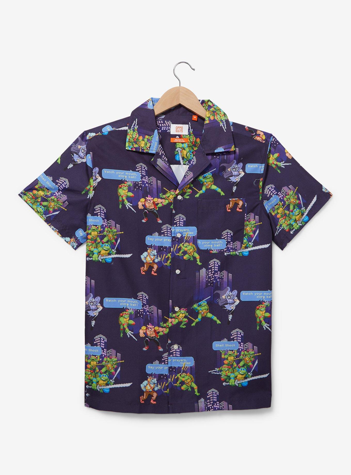 OppoSuits Teenage Mutant Ninja Turtles 8-Bit Allover Print Woven Button-Up - BoxLunch Exclusive, MULTI, hi-res