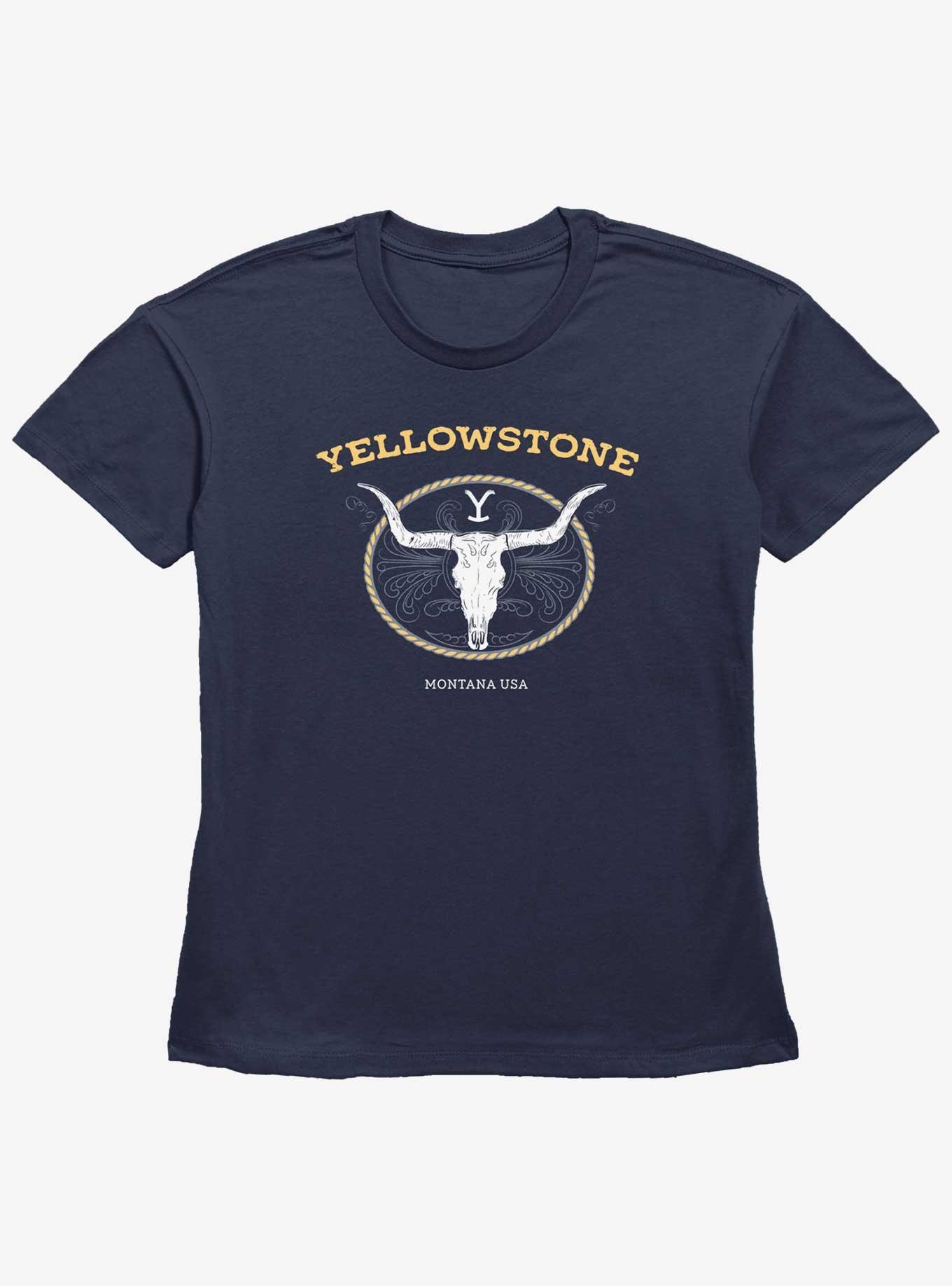 Yellowstone Cattle Logo Girls Straight Fit T-Shirt, NAVY, hi-res