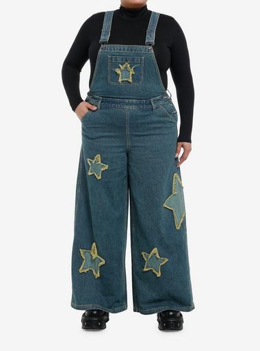 Star Patch Denim Overalls Plus Size | Hot Topic