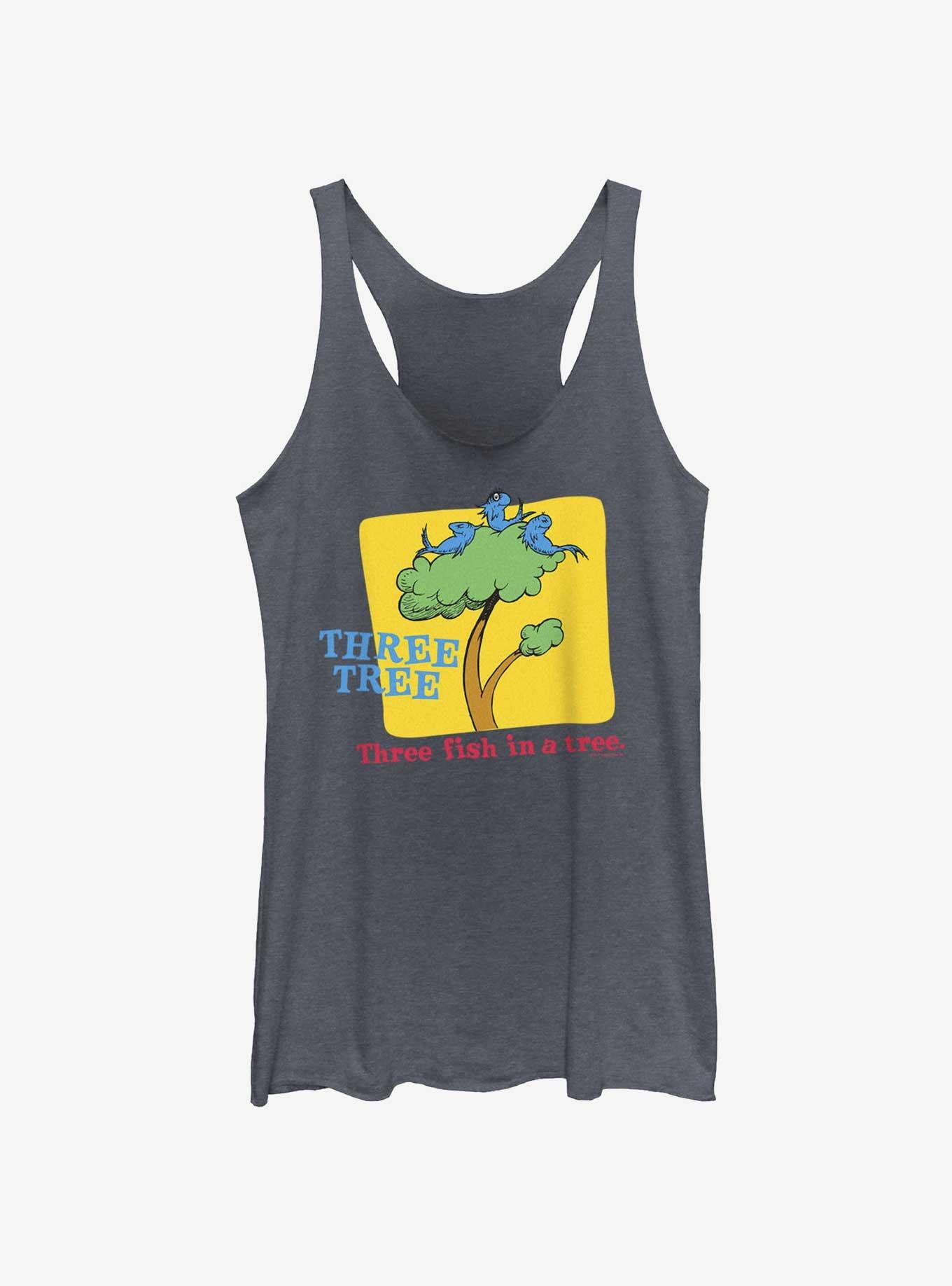 Dr. Seuss Three Fish In A Tree Girls Tank, NAVY HTR, hi-res