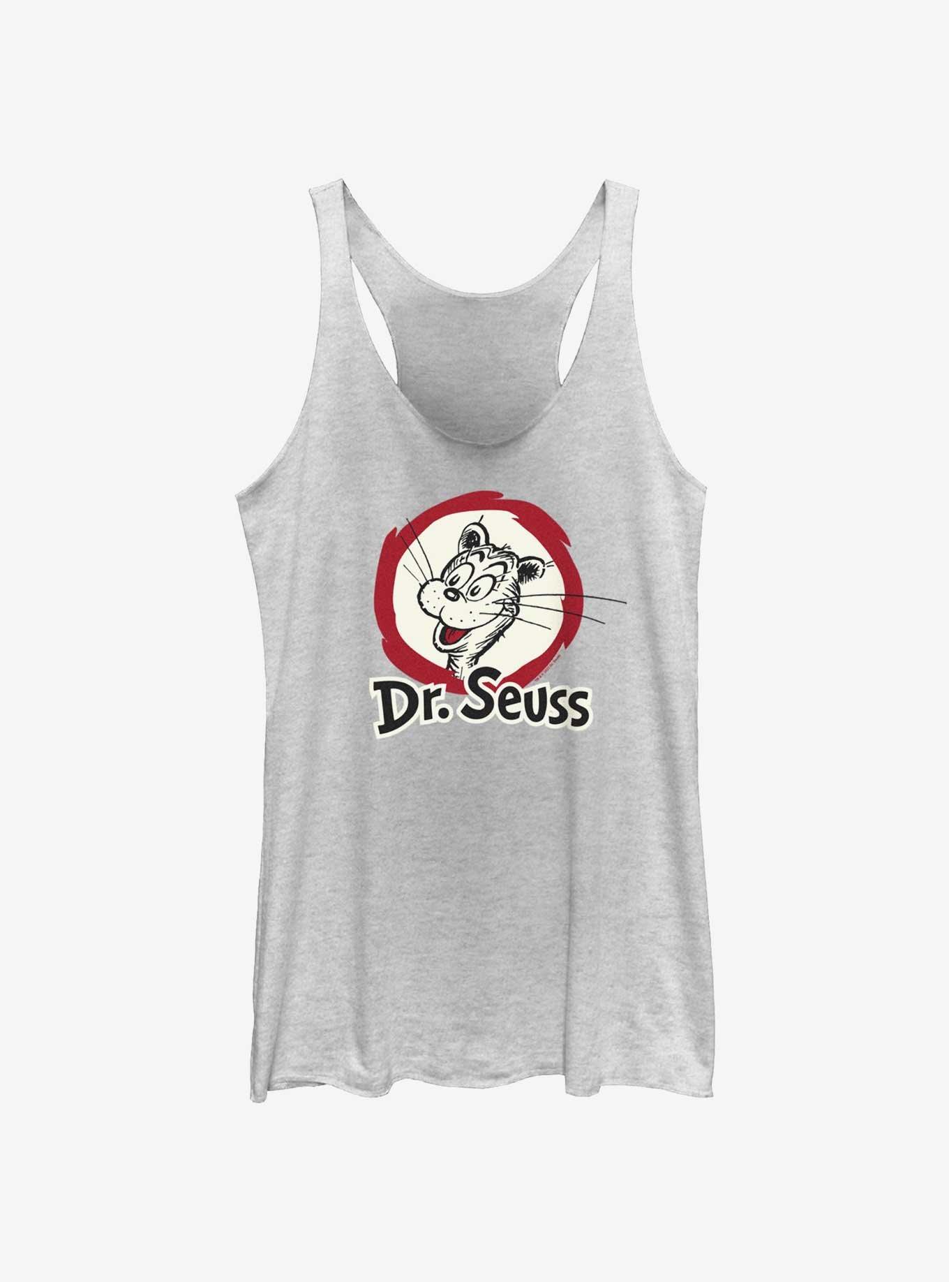 Dr. Seuss The Cat Badge Girls Tank, WHITE HTR, hi-res