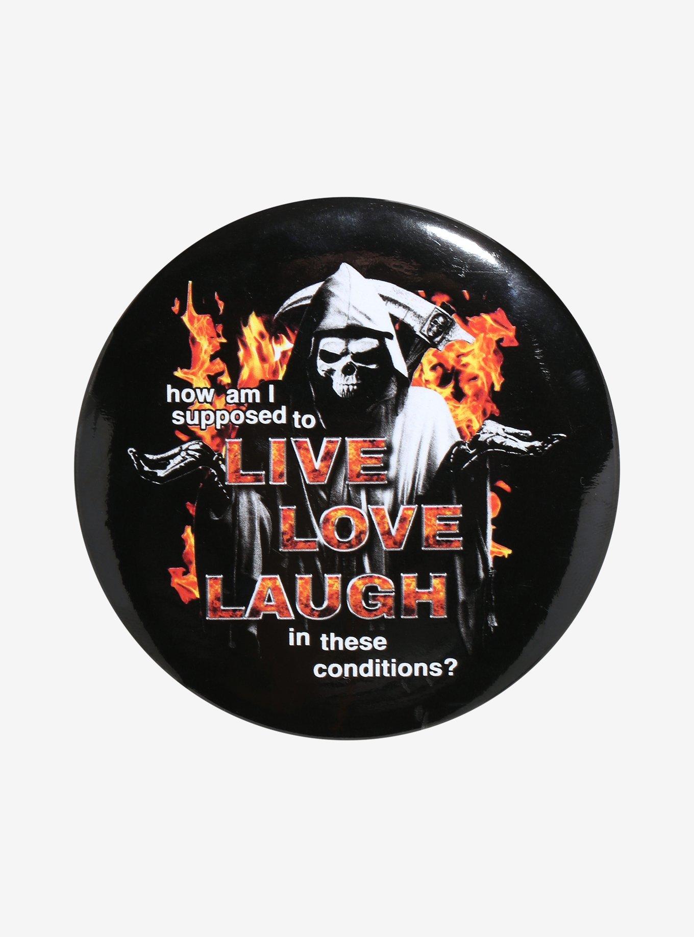 Live Love Laugh Grim Reaper 3 Inch Button, , hi-res