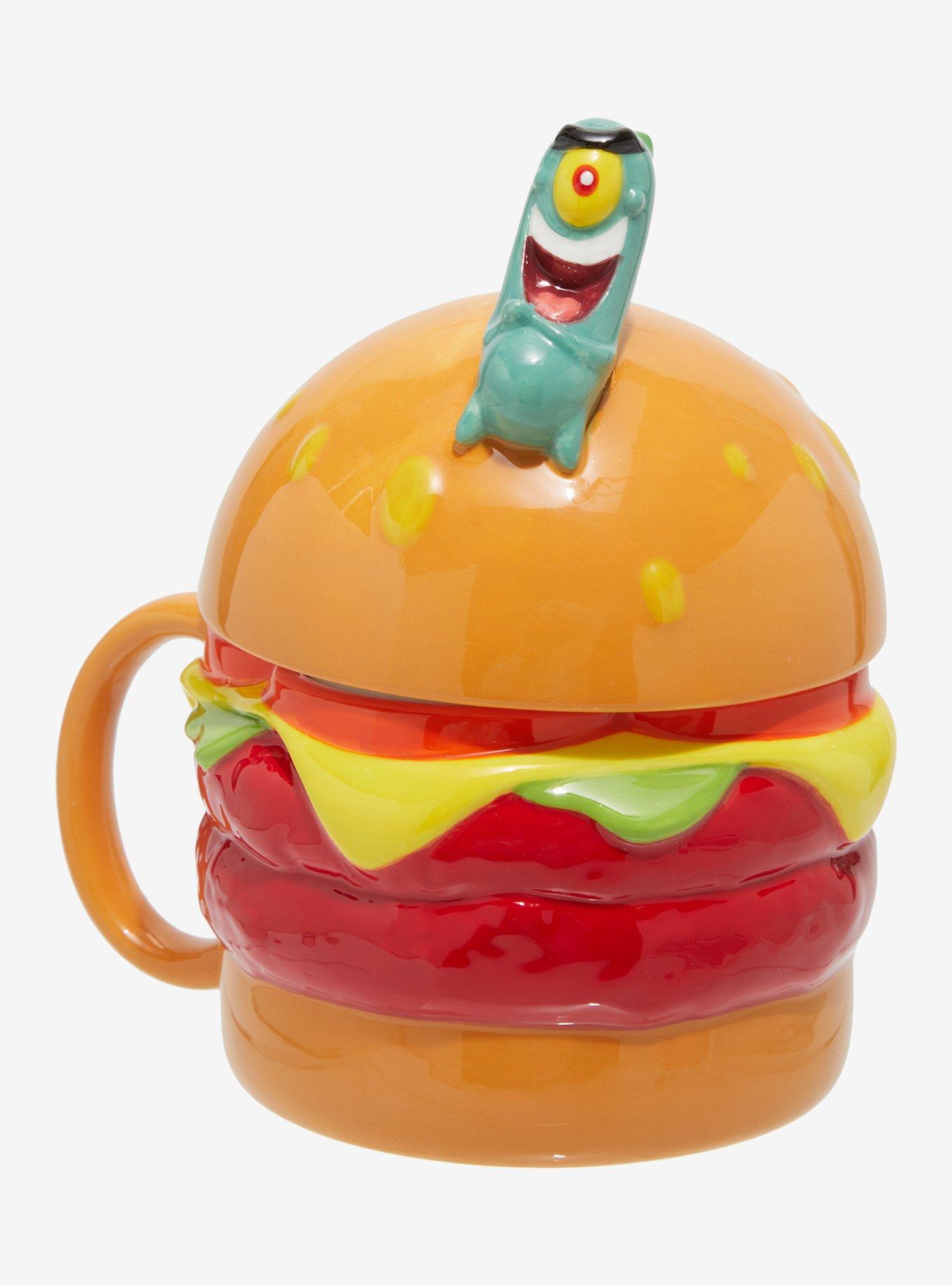 SpongeBob SquarePants Plankton Krabby Patty Figural Mug With Lid, , hi-res