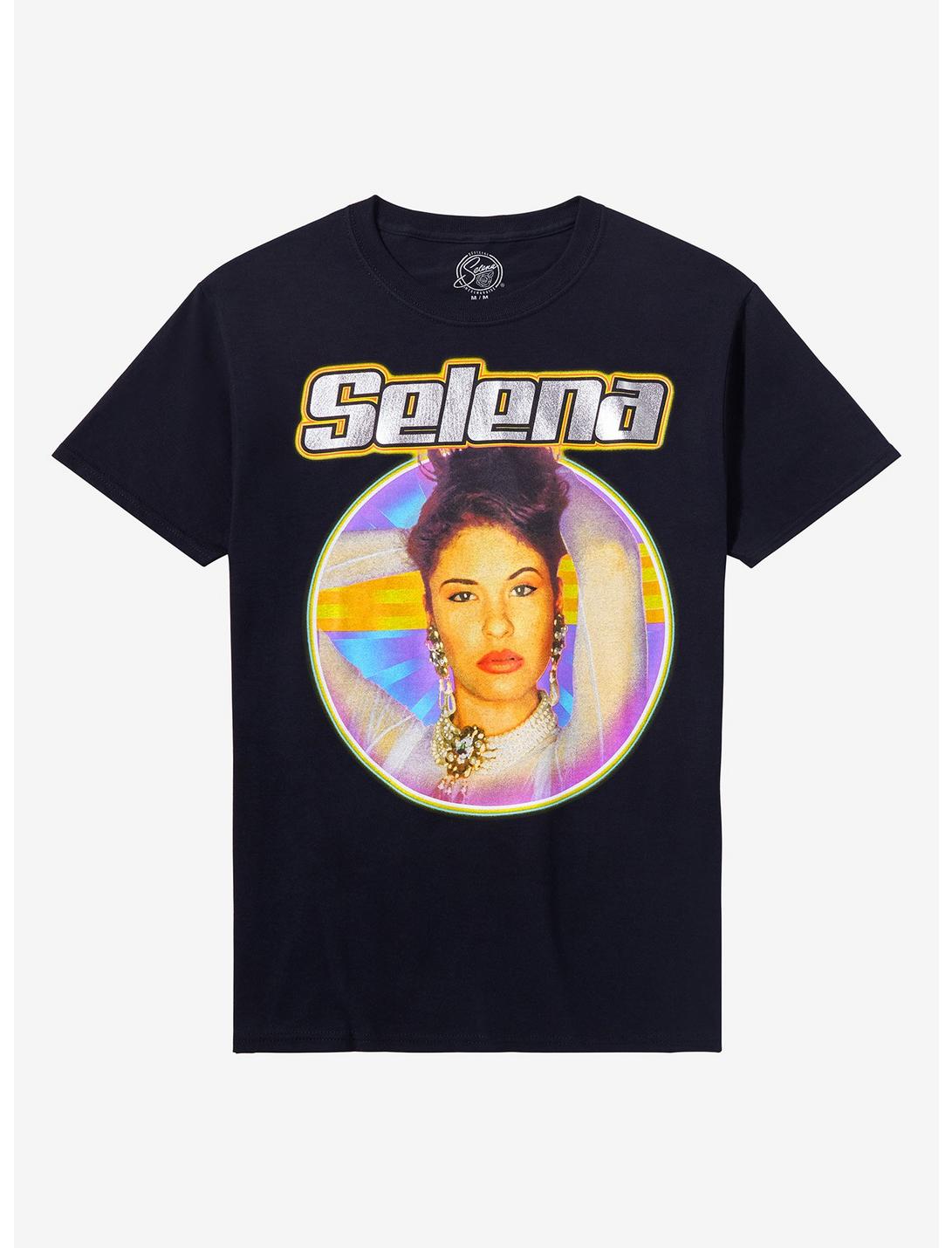 Selena Iridescent Foil Boyfriend Fit Girls T-Shirt, BLACK, hi-res
