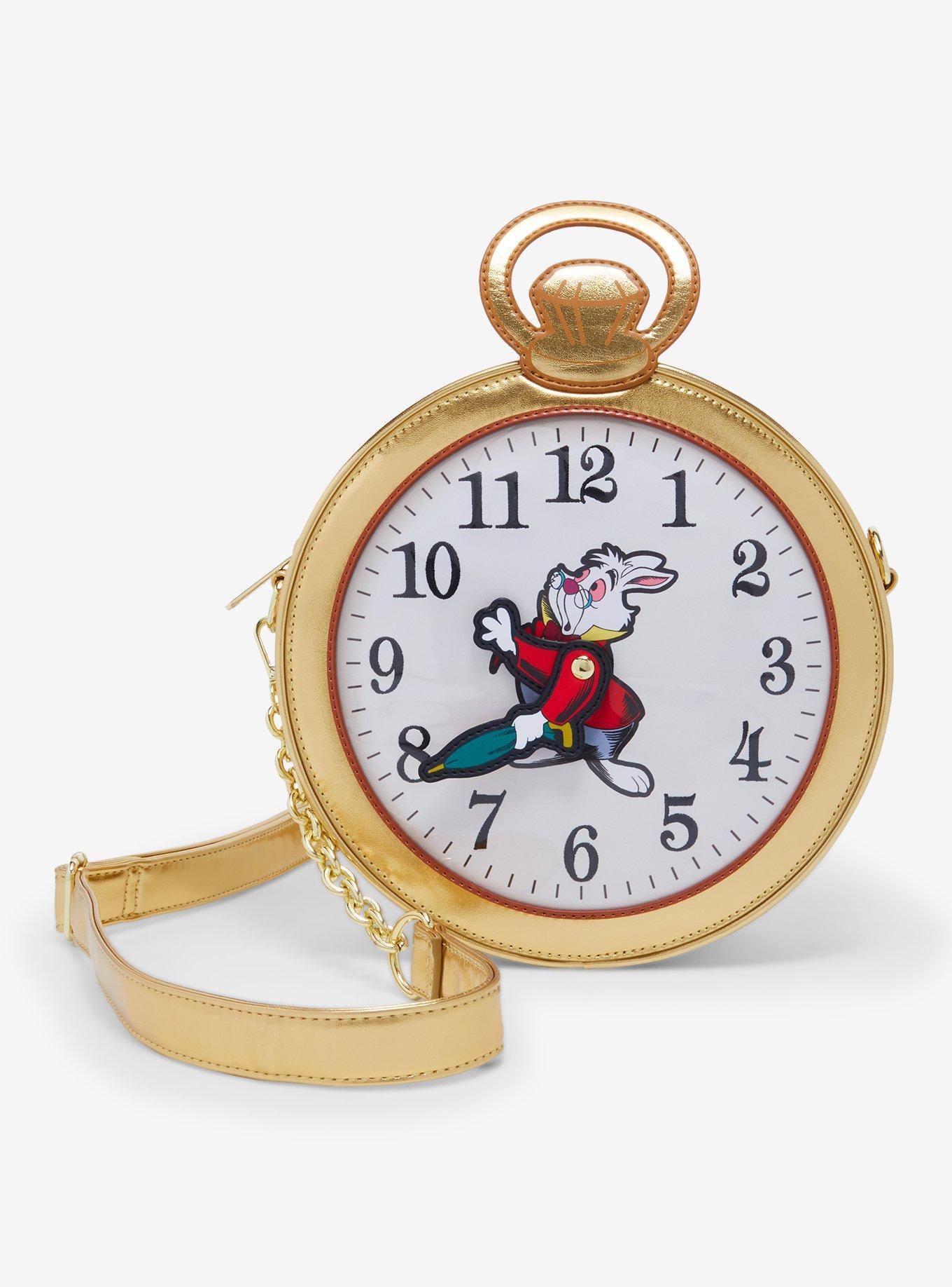 Loungefly Disney Alice in Wonderland White Rabbit Pocket Watch Figural Crossbody Bag BoxLunch Exclusive BoxLunch