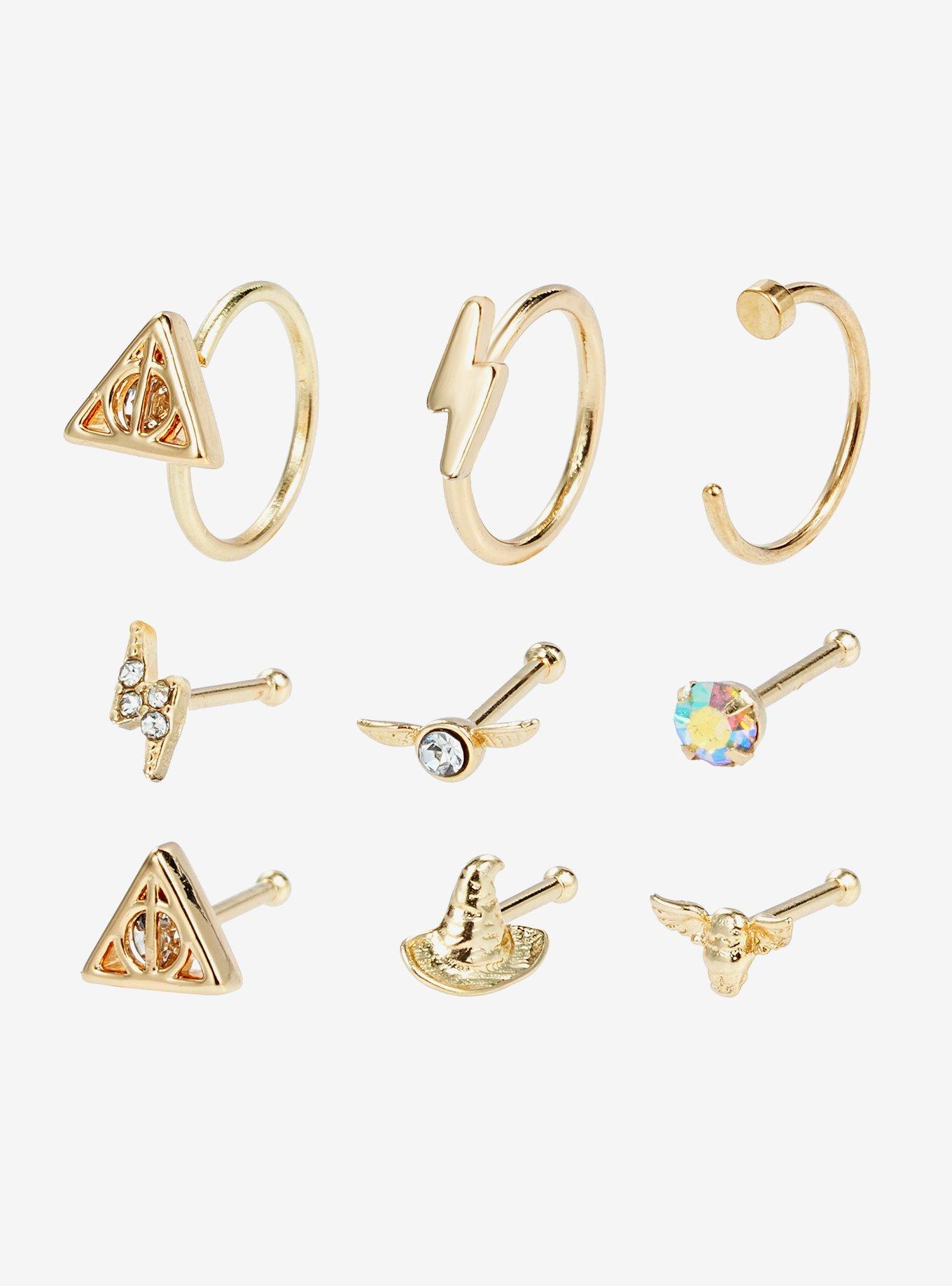 Steel Gold Harry Potter Icons Nose Stud & Hoop 9 Pack, , hi-res