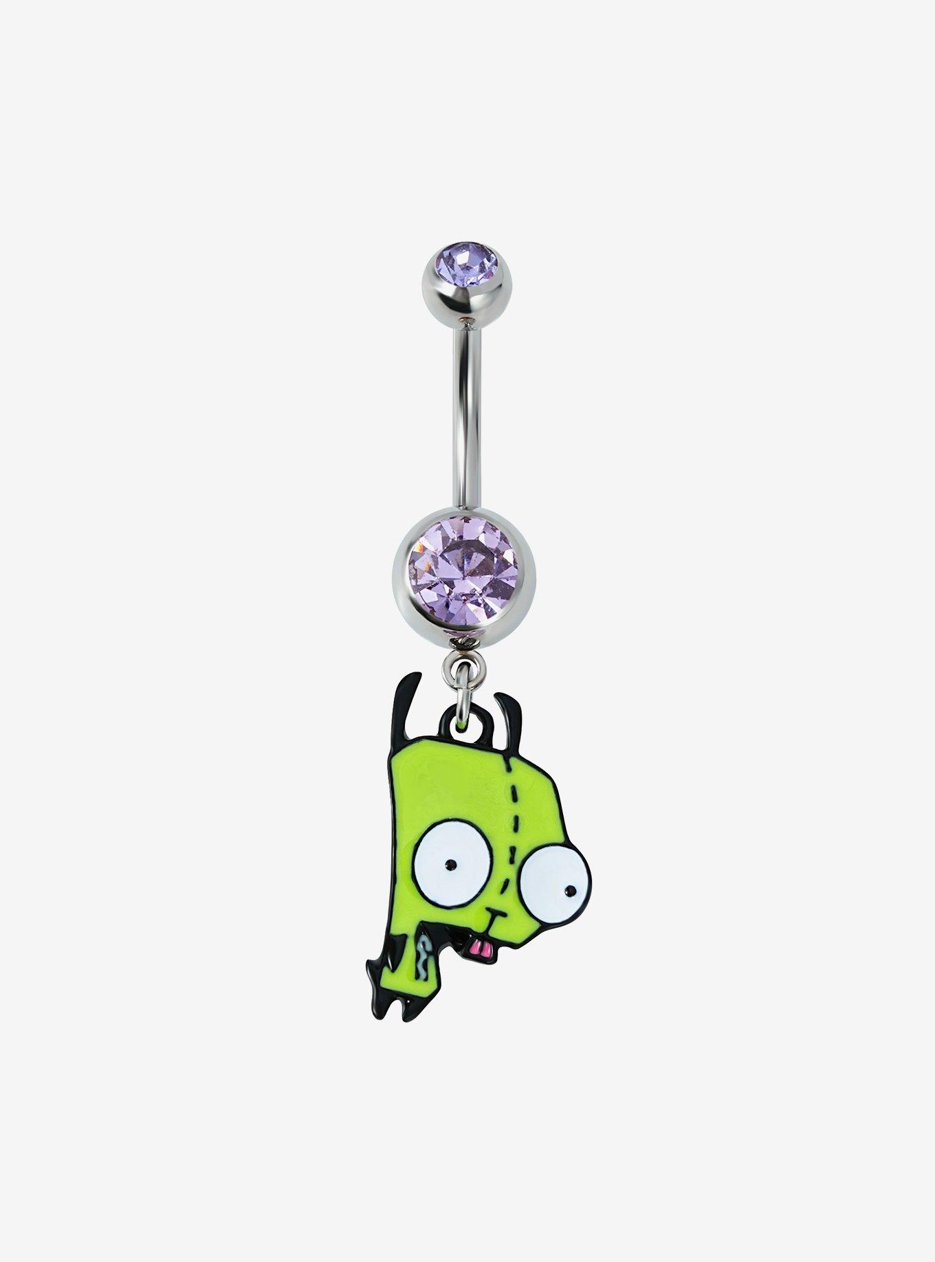 Invader Zim 14G Steel GIR Navel Barbell, , hi-res