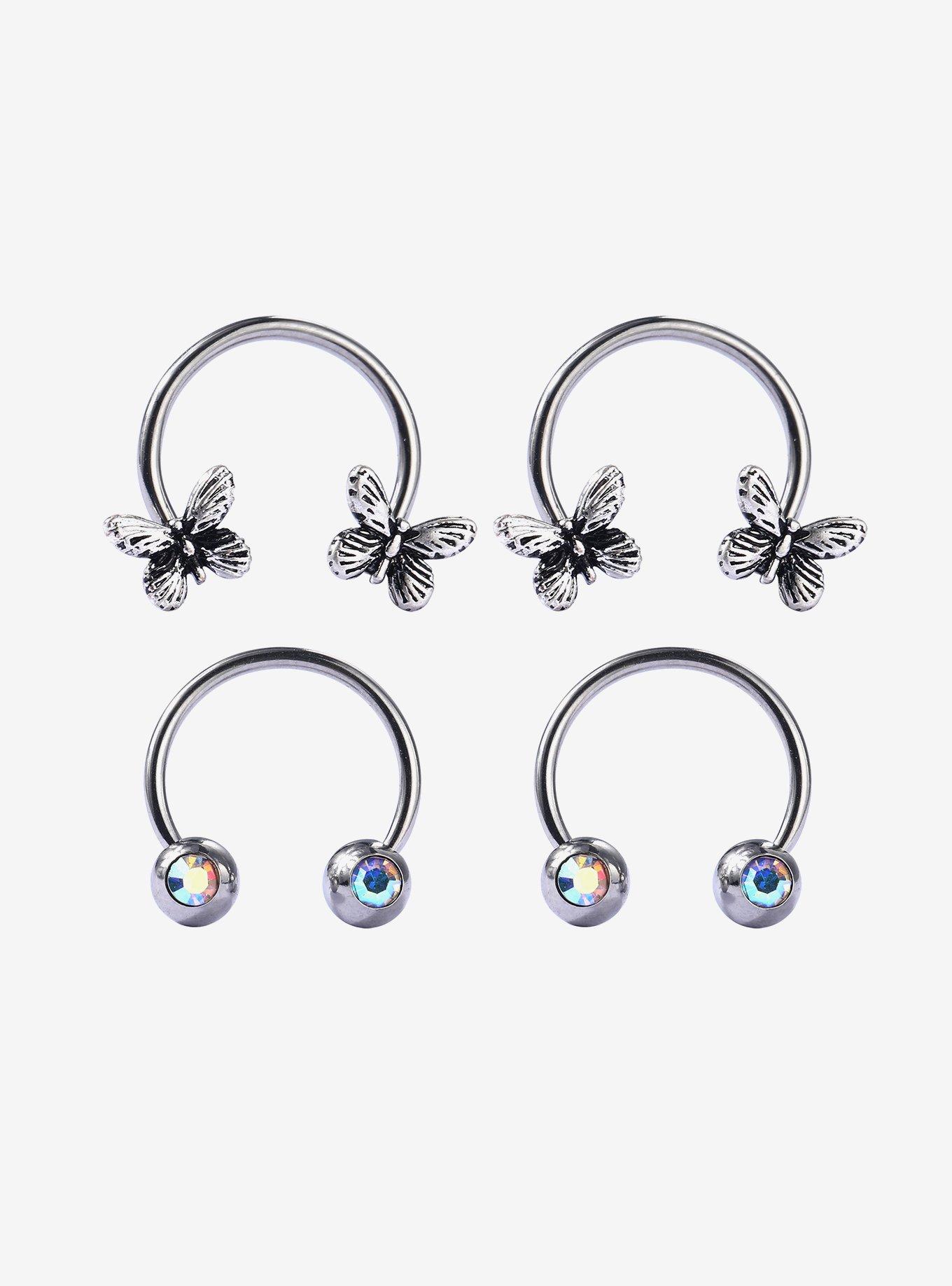 Steel Moth Iridescent Gem Circular Barbell 4 Pack, , hi-res