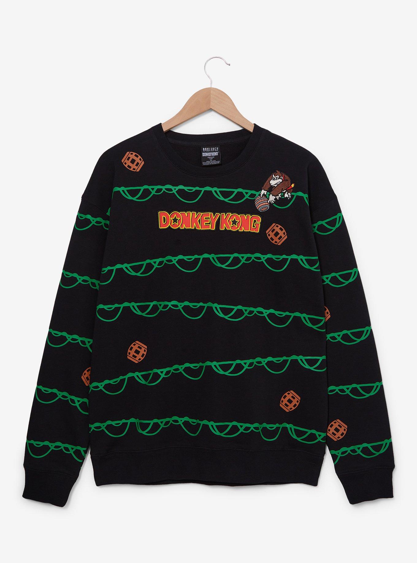 Nintendo Donkey Kong Vines & Barrels Crewneck - BoxLunch Exclusive, BLACK, hi-res