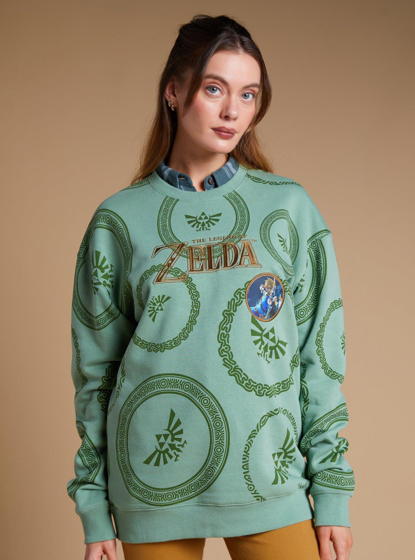 Nintendo The Legend of Zelda Hyrule Crest Allover Print Crewneck - BoxLunch Exclusive, , hi-res