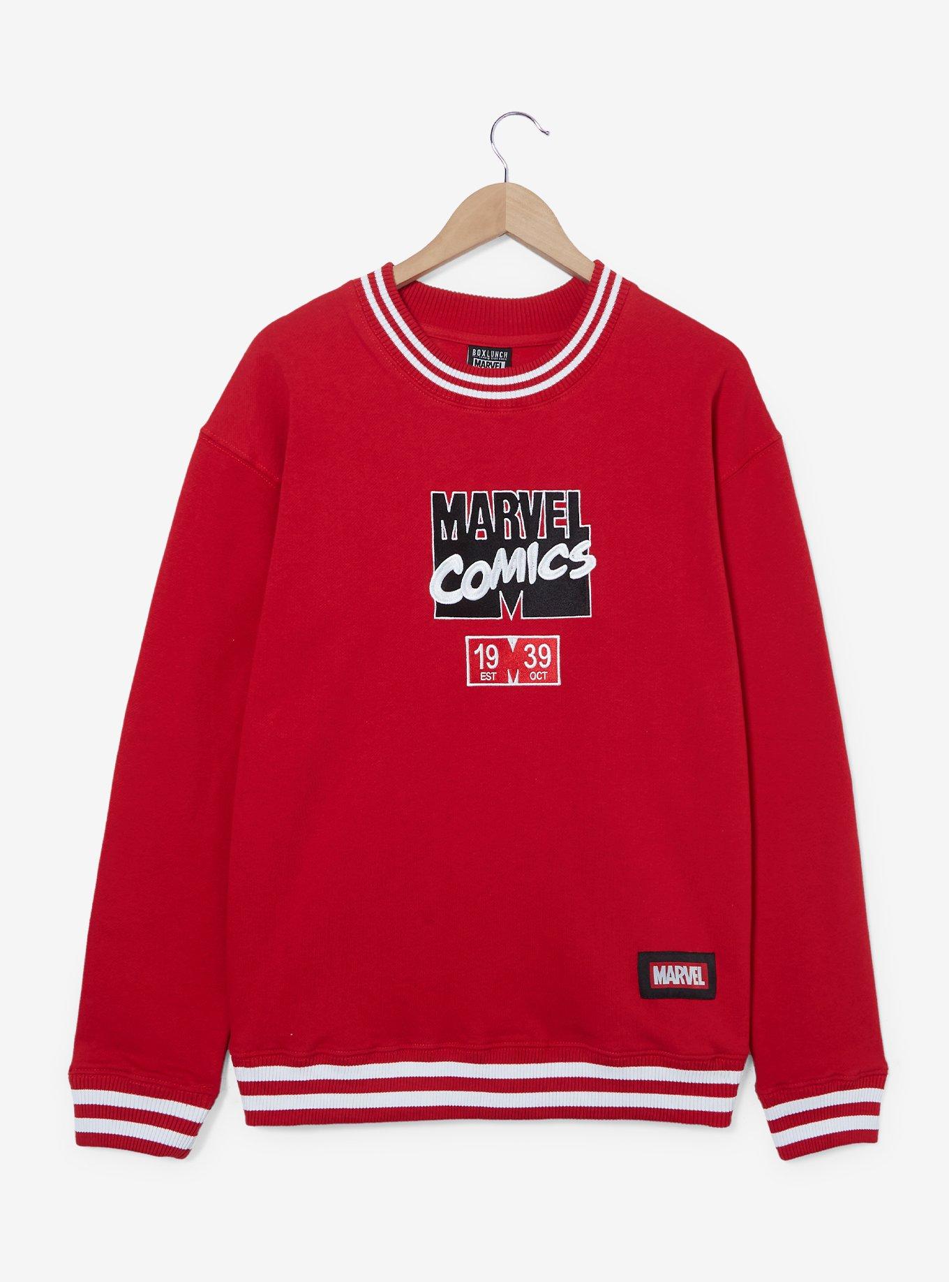 Marvel Comics Logo Crewneck - BoxLunch Exclusive, RED, hi-res