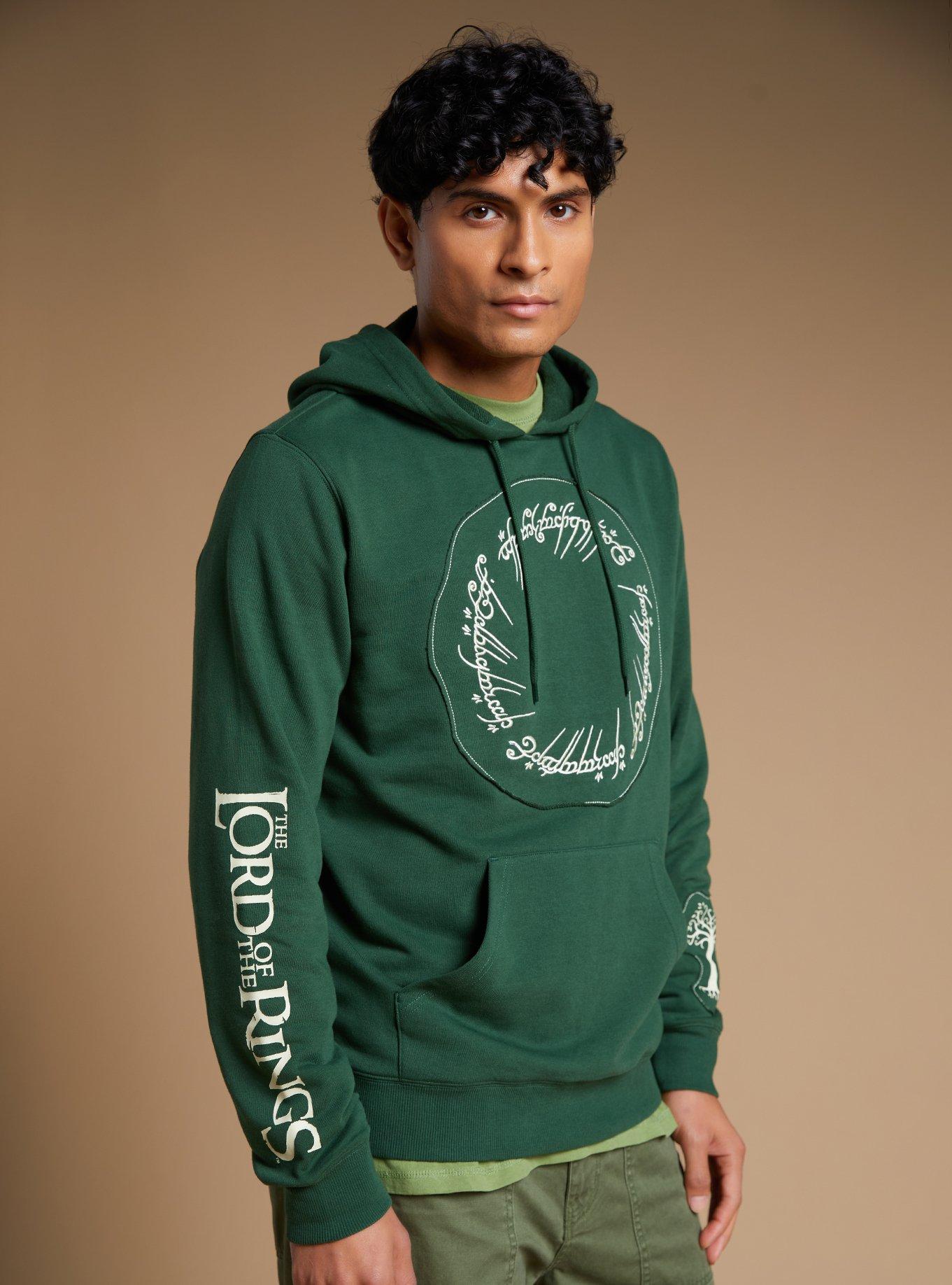 The Lord of the Rings Icons Patchwork Hoodie - BoxLunch Exclusive, GREEN, hi-res