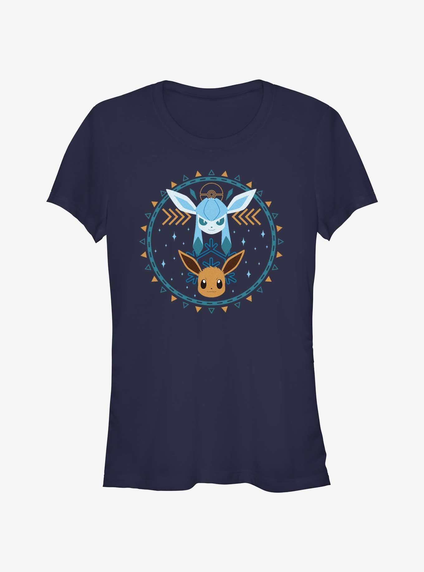 Pokemon Eevee Glaceon Circle Girls T-Shirt, NAVY, hi-res