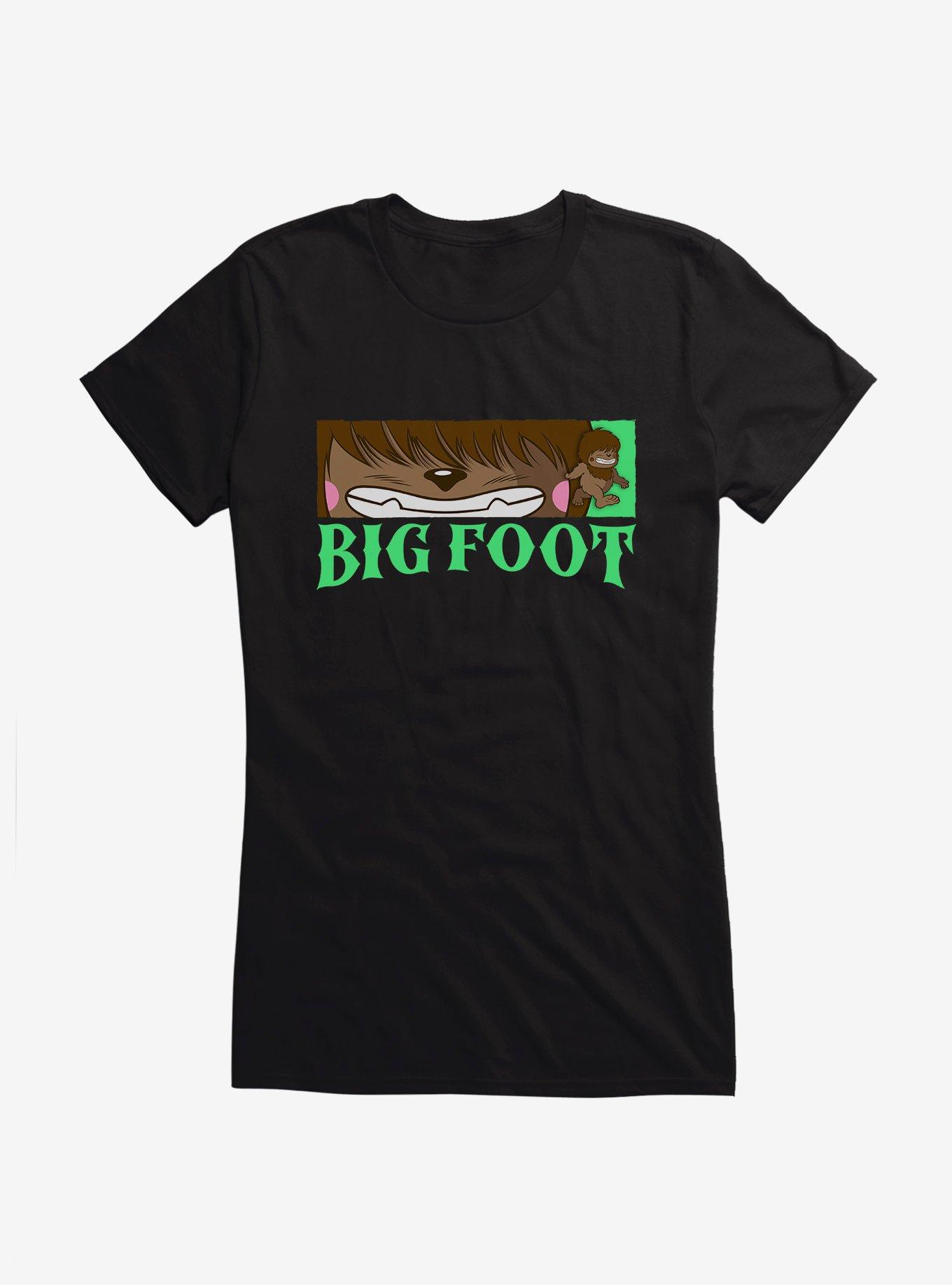 Chibi Cryptids Big Foot Smile Girls T-Shirt, BLACK, hi-res