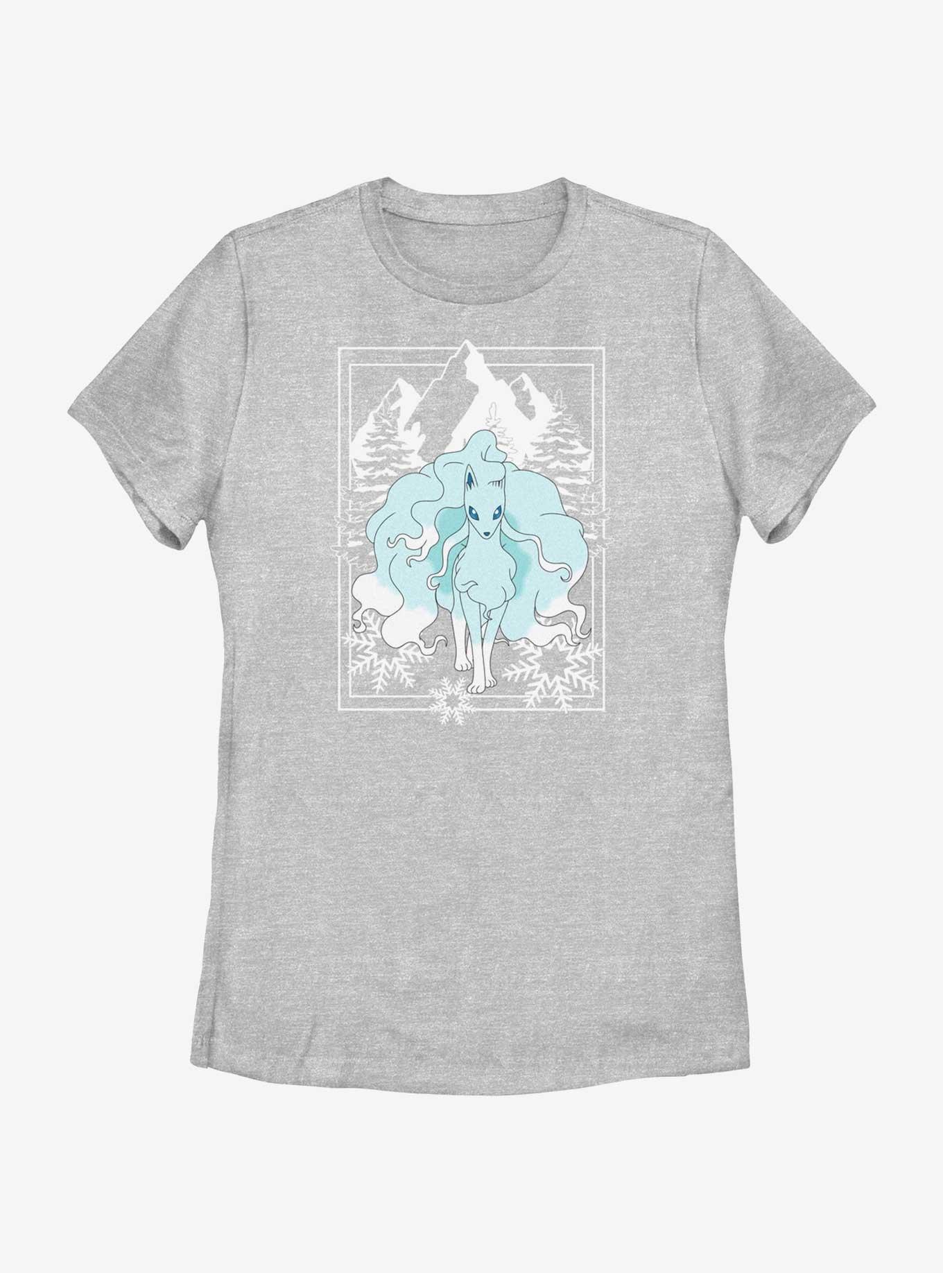 Pokemon Ninetales Winter Scene Womens T-Shirt, ATH HTR, hi-res