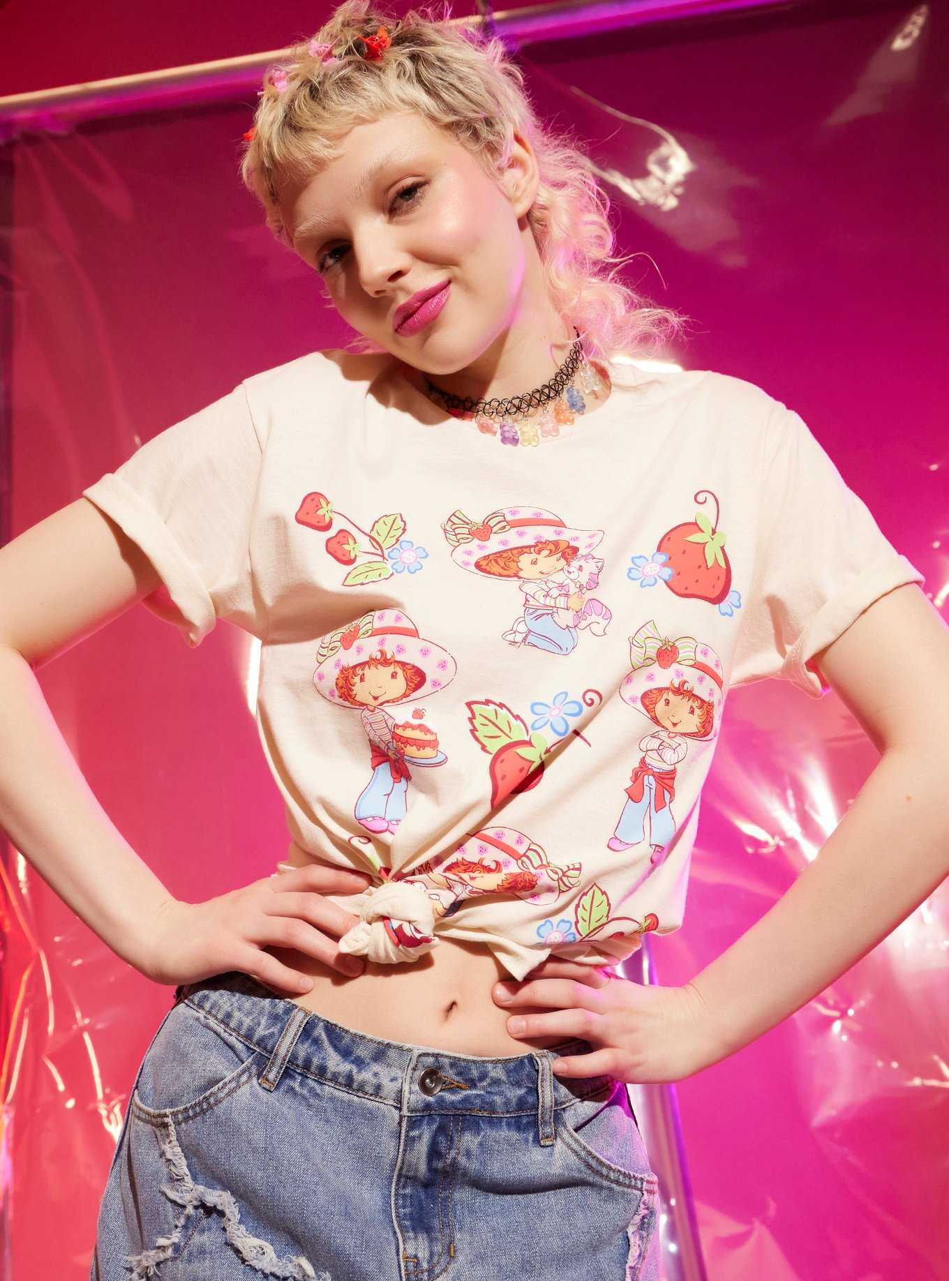 Strawberry Shortcake Grid Boyfriend Fit Girls T-Shirt, , hi-res