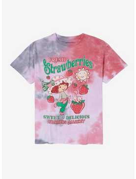 Strawberry Shortcake Fresh Strawberries Tie-Dye Boyfriend Fit Girls T-Shirt, , hi-res