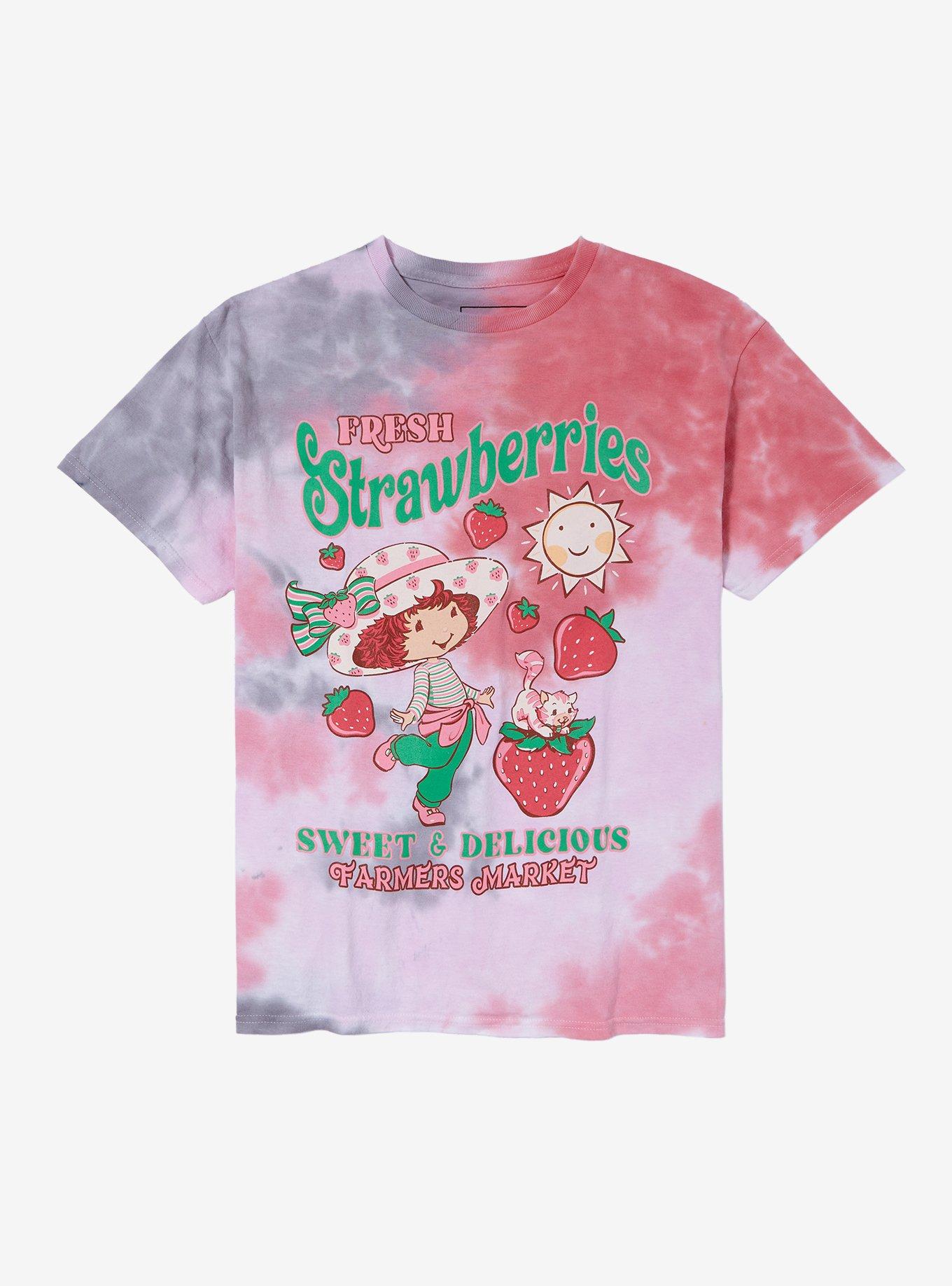 Strawberry Shortcake Fresh Strawberries Tie-Dye Boyfriend Fit Girls T-Shirt, , hi-res