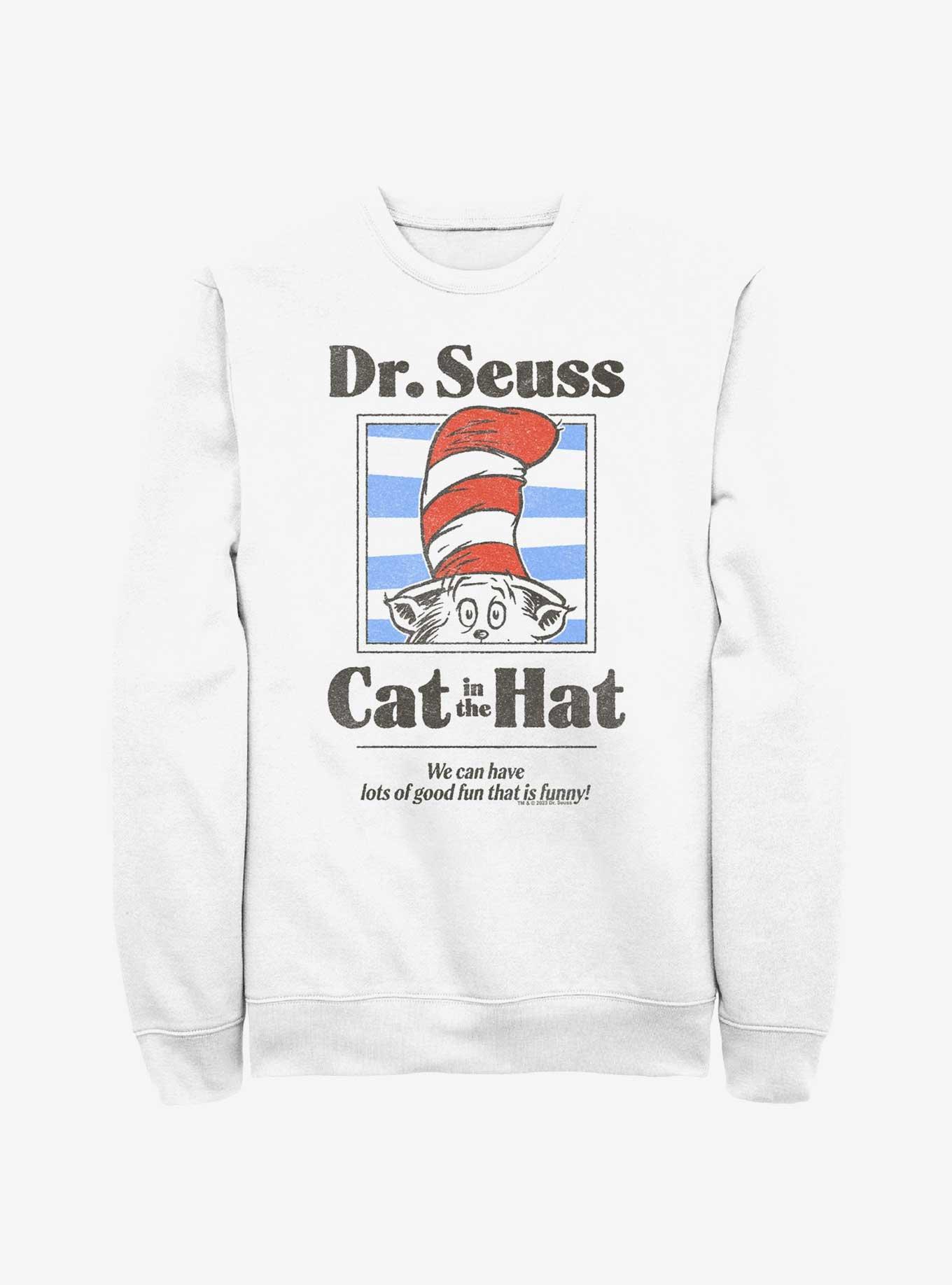 Dr. Seuss's Cat In The Hat Striped Portrait Sweatshirt, WHITE, hi-res