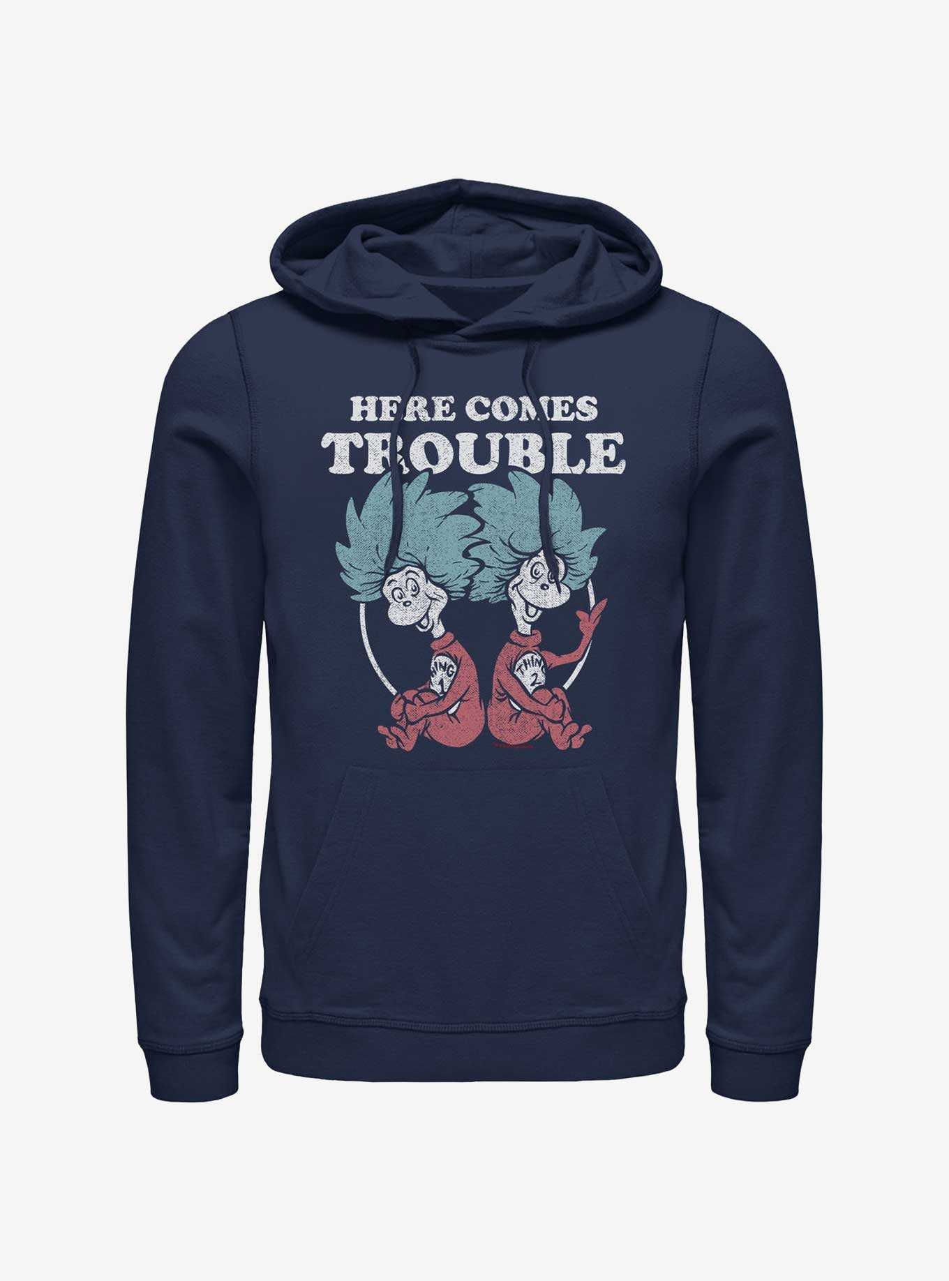 Dr. Seuss's Cat In The Hat Here Comes Trouble Things Hoodie, , hi-res