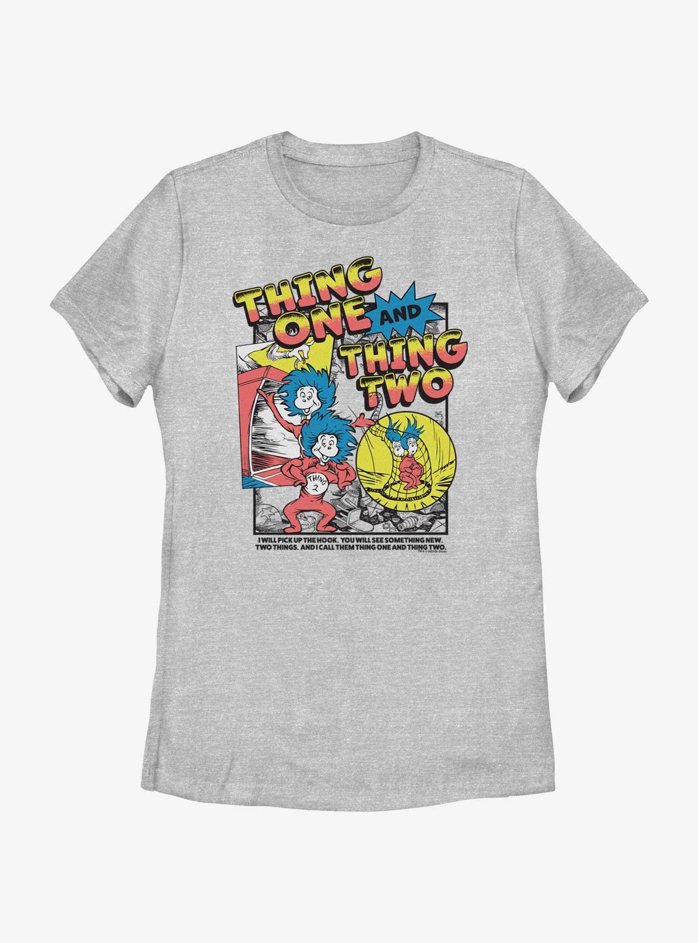 Dr. Seuss's Cat In The Hat Thing One And Thing Two Comic Art Womens T-Shirt, ATH HTR, hi-res