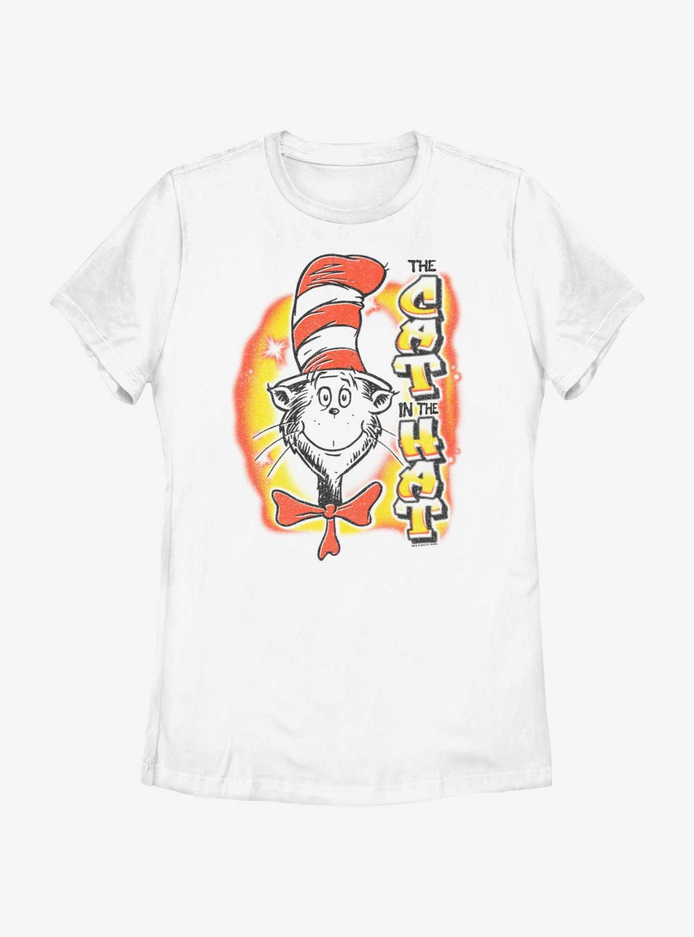 Dr. Seuss's Cat In The Hat Spray Graffiti Womens T-Shirt, WHITE, hi-res