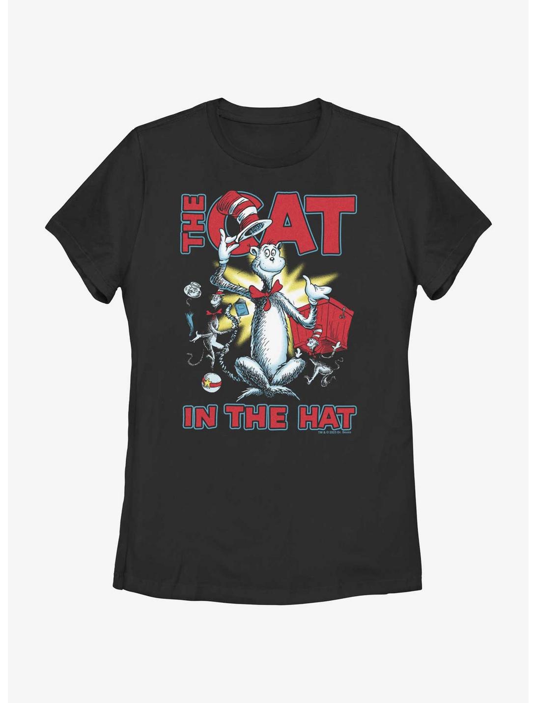 Dr. Seuss's Cat In The Hat Splash Art Womens T-Shirt, BLACK, hi-res