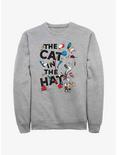 Dr. Seuss's Cat In The Hat Scattered Cat Sweatshirt, ATH HTR, hi-res