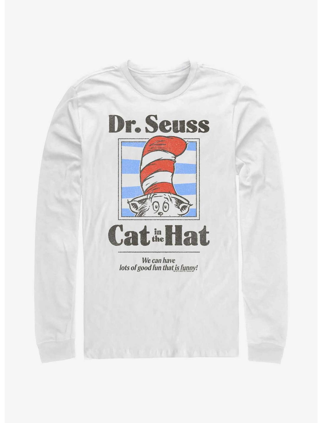 Dr. Seuss's Cat In The Hat Striped Portrait Long-Sleeve T-Shirt, WHITE, hi-res