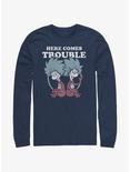 Dr. Seuss's Cat In The Hat Here Comes Trouble Things Long-Sleeve T-Shirt, NAVY, hi-res