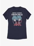 Dr. Seuss's Cat In The Hat Here Comes Trouble Things Womens T-Shirt, NAVY, hi-res
