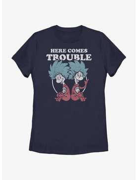 Dr. Seuss's Cat In The Hat Here Comes Trouble Things Womens T-Shirt, , hi-res