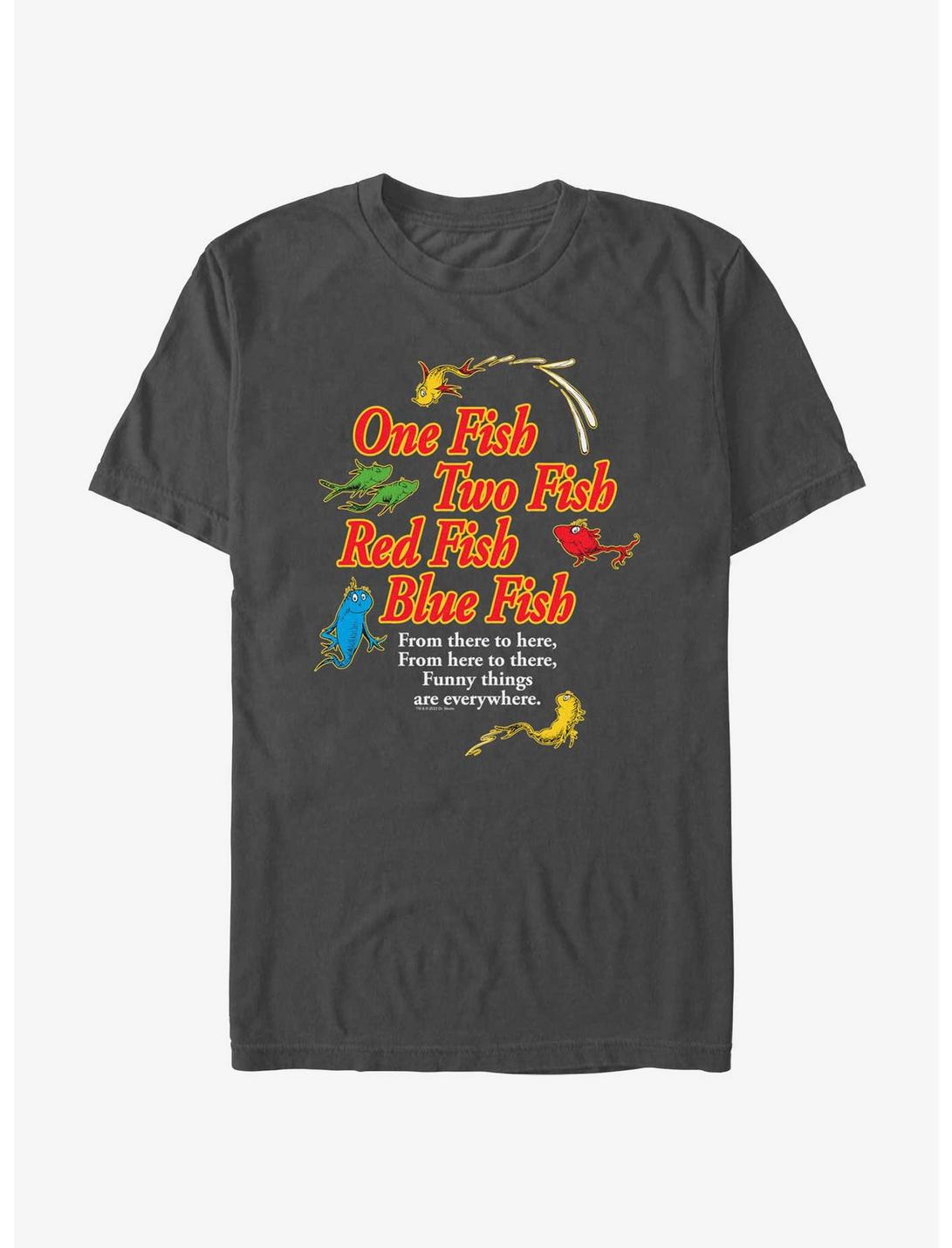 Dr. Seuss's One Fish, Two Fish, Red Fish, Blue Fish Funny Things Are Everywhere T-Shirt, CHARCOAL, hi-res