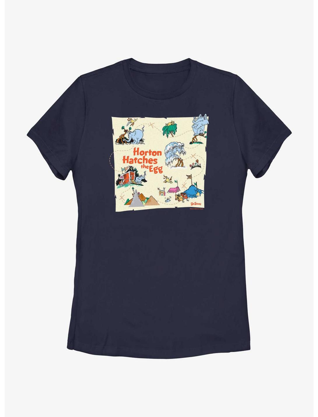 Dr. Seuss's Horton Hatches The Egg Map Womens T-Shirt, NAVY, hi-res