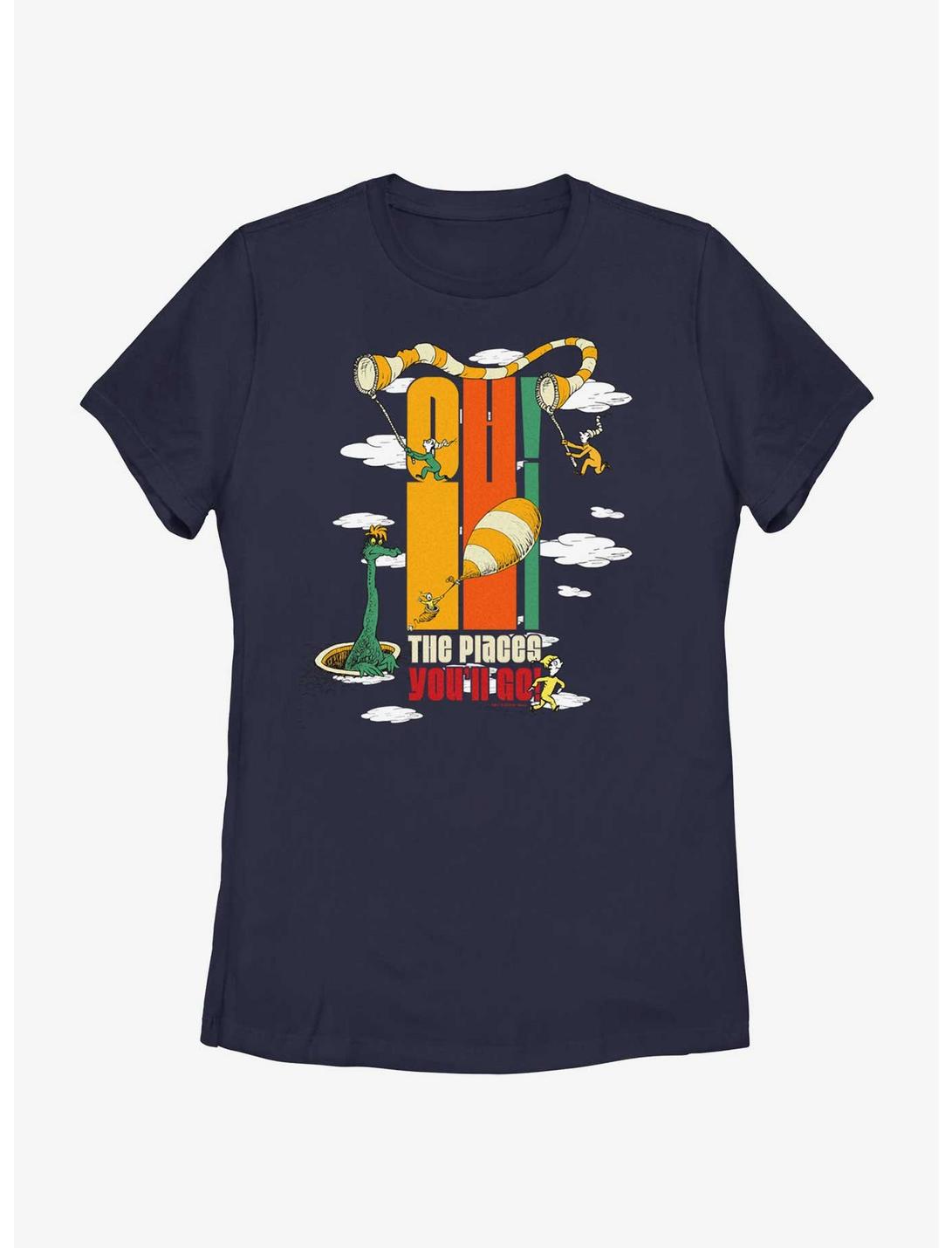 Dr. Seuss's Oh! The Places You'll Go Adventure Flight Womens T-Shirt, NAVY, hi-res