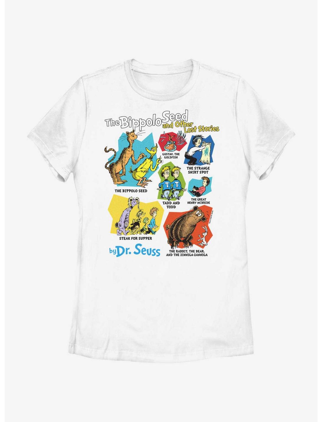 Dr. Seuss's The Bippolo Seed & Other Lost Stories Adventures Womens T-Shirt, WHITE, hi-res