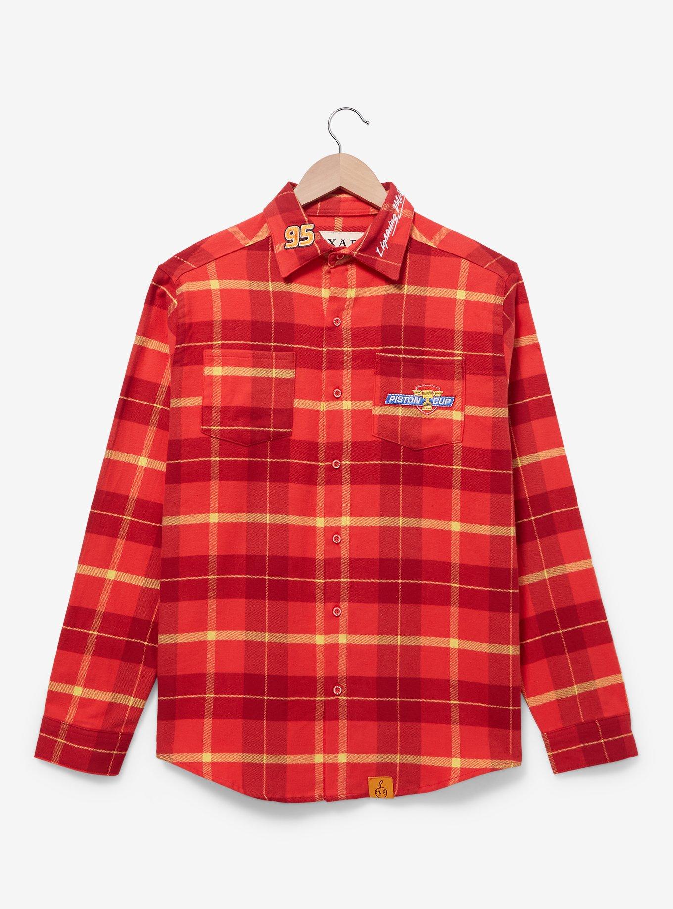 Cakeworthy Disney Pixar Cars Lightning McQueen Flannel, PLAID - RED, hi-res