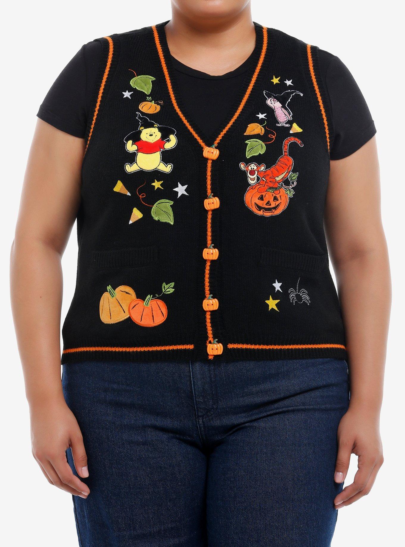 Disney Winnie The Pooh Halloween Embroidered Sweater Vest Plus Size, MULTI, hi-res