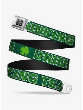 St. Patrick's Day Drinking Team Shamrocks Seatbelt Buckle Belt, , hi-res