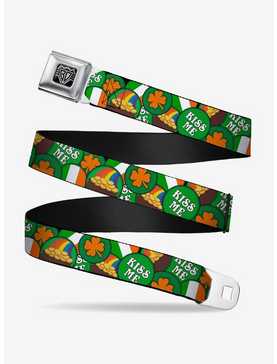 St. Patrick's Day Buttons Stacked Seatbelt Buckle Belt, , hi-res