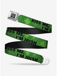 Kiss Me I'm Irish Clovers Kisses Seatbelt Buckle Belt, GREEN, hi-res
