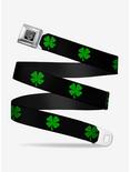 St. Patrick's Day Black Green Seatbelt Buckle Belt, GREEN, hi-res