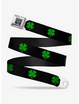 St. Patrick's Day Black Green Seatbelt Buckle Belt, , hi-res
