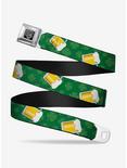 St. Patrick's Day Clovers Beer Mugs Green Seatbelt Buckle Belt, GREEN, hi-res