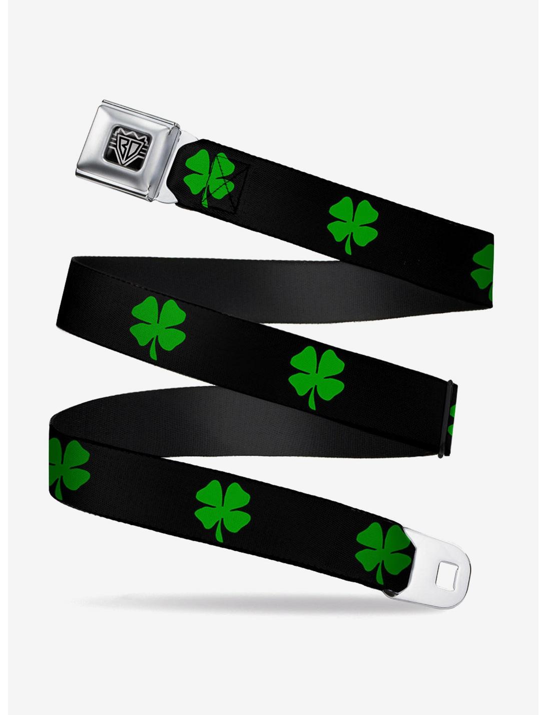 St. Patrick's Day Black Green Youth Seatbelt Buckle Belt, , hi-res