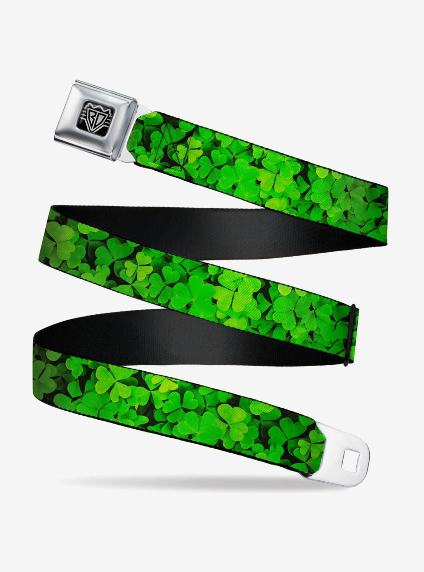 Vivid Shamrocks Stacked Youth Seatbelt Buckle Belt