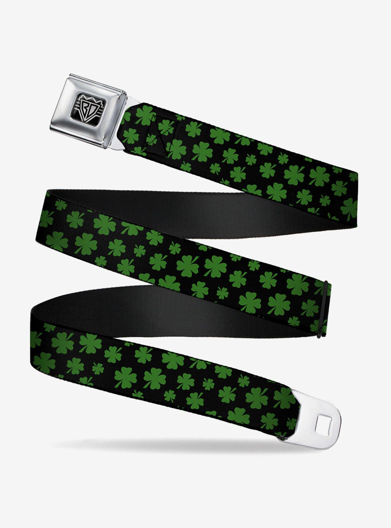 St. Patrick's Day Mini Clovers Scattered Youth Seatbelt Buckle Belt